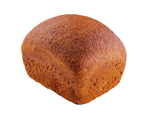 Loaf of organic bread on white background