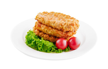 freshly baked chicken cutlets on plate