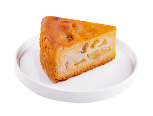 Clasic sponge cake with apples on plate