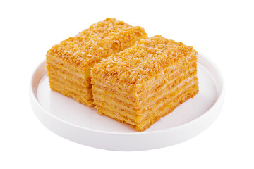 Homemade baked cake Napoleon on plate