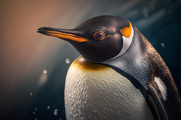 Portrait of a king penguin, Nature Wildlife Background, Illustration generative ai