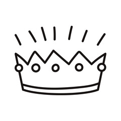 Crown in cartoon style. Design element. Hand drawn line art vector illustration isolated on white.