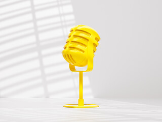 3D Classic Retro Vintage Microphone on white background. 3d render illustration
