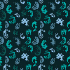 Fototapeta premium Grunge ink dry brush round spots abstract seamless pattern