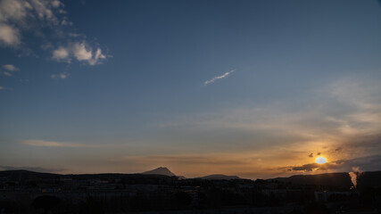 the Sainte Victoire mountain in the light of a winter morning