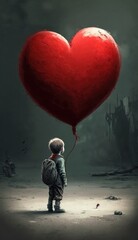 Heart shaped balloon, Happy Valentine's Day illustration. Generative AI.
