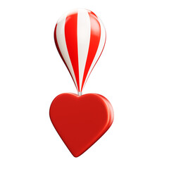 Balloon with a heart on a transparent background. 3d render illustration