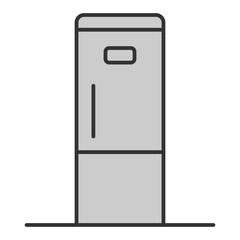 Two-chamber refrigerator for cooling products  - icon, illustration on white background, grey style