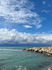 Fototapeta na wymiar sea and rocks. Mediterranean Sea. Cyprus. Vertical 