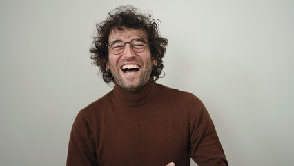 Young hispanic man smiling confident standing over isolated white background