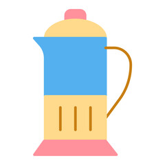 Kettle with a transparent body for brewing tea  - icon, illustration on white background, flat color style