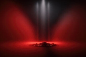 Dark scene red neon with lights and smoke created with Generative AI Technology, ai, generative