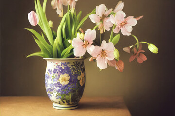 Fototapeta na wymiar flower, vase, generative ai