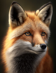 Fototapeta premium Portrait of the cutest Red Fox ever, fluffy, photorealisticGenerative AI