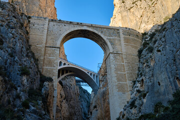 Mascarat bridges and tunnels on the Alicante coast, between the towns of Calpe and Altea facing the...
