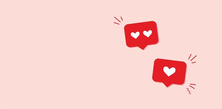 Valentines day greeting card, porster with heart and message icon in pink background