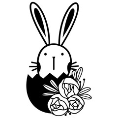Easter bunny with roses flower svg, Spring, Bunny face