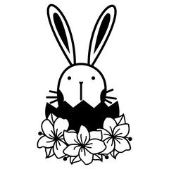 Easter bunny with flowers svg, Bunny face