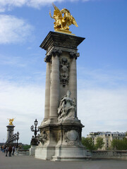 Fototapeta na wymiar Panoramic view of bridge on a sunny day. Paris. France.