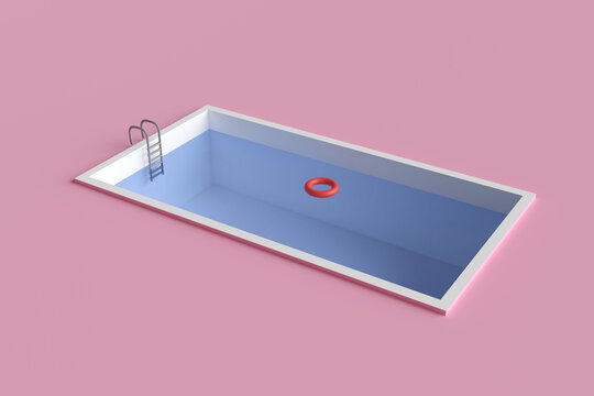 swimming pool in 3d render design.