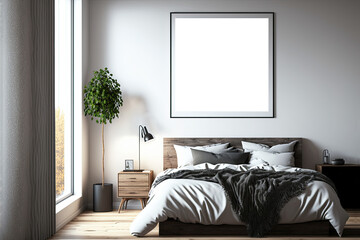 Frame mockup in modern Bedroom interior background