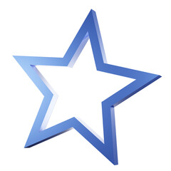 Blue Star 3d Render lucky star isolated no background. 3D rendering. minimal design.