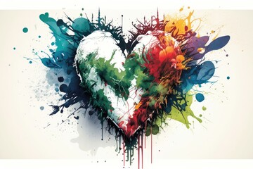 Human heart decorated stylish and colorfull. Generative AI