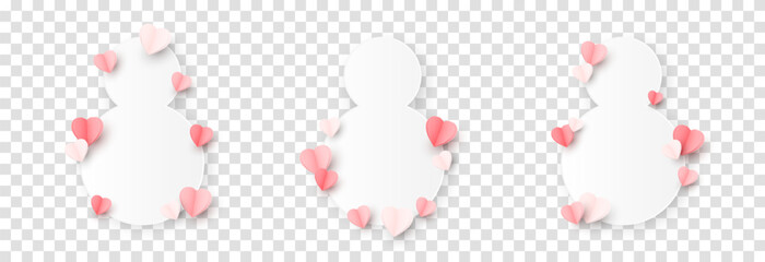 Paper 8 decorated with paper hearts. Heart shaped confetti png. March 8, Mother's Day. Vector illustration.