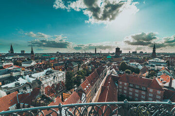 view on the city from the rooftop, Copenhagen cityscape