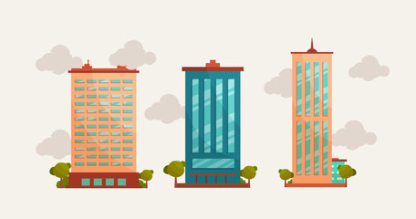 Traditional and modern building Flat design vector concept illustration