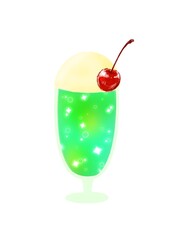 クリームソーダ　手描きイラスト