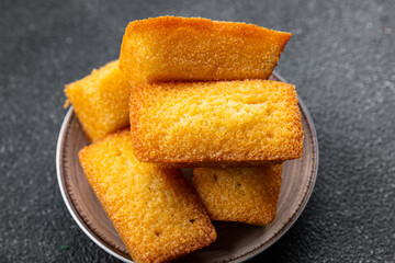 financier cake dessert biscuit cake healthy meal food snack on the table copy space food background rustic top view
