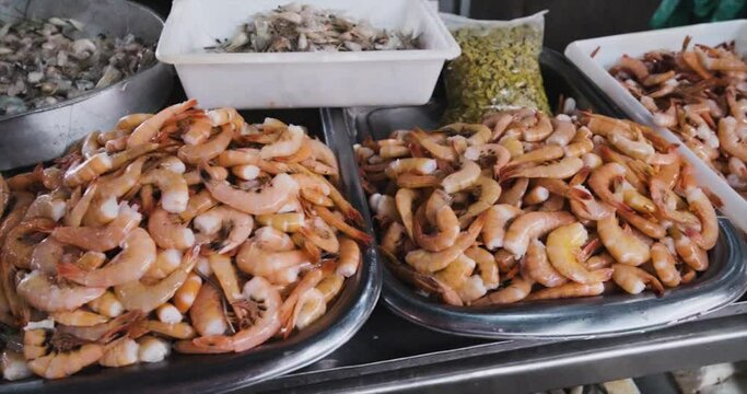 fresh shrimp in the market