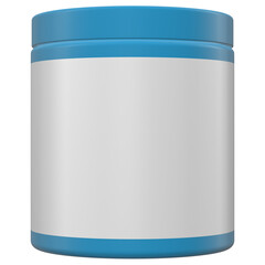 Realistic 3D blue jar rendering mockup on white background