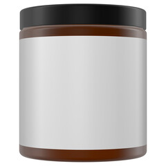 Realistic 3D brown glass jar rendering mockup on white background