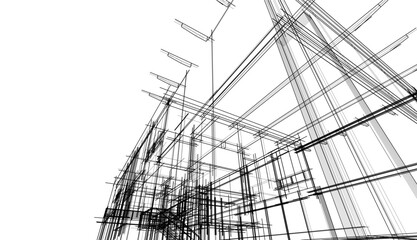 house building sketch architecture 3d illustration
