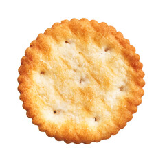  Delicious single salty biscuit over isolated white background