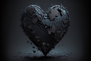 Gothic shaped heart Emotional pain and gloom characterize the gothic and emo styles in this painting. Generative AI - obrazy, fototapety, plakaty