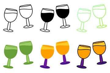 Champagne Glasses in flat style isolated
