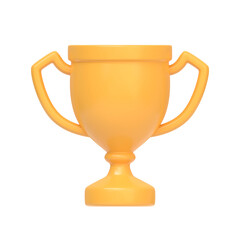 Champion cup icon, winners trophy isolated on white background. 3D rendering illustration