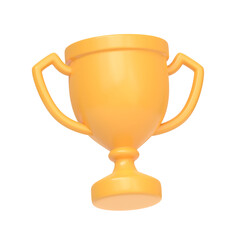 Champion cup icon, winners trophy isolated on white background. 3D rendering illustration