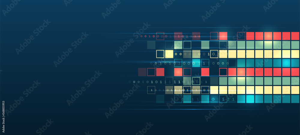 Poster Sorting a large amount of data on a dark background. Structuring the flow of information. Data analytics concept. Futuristic file organized.