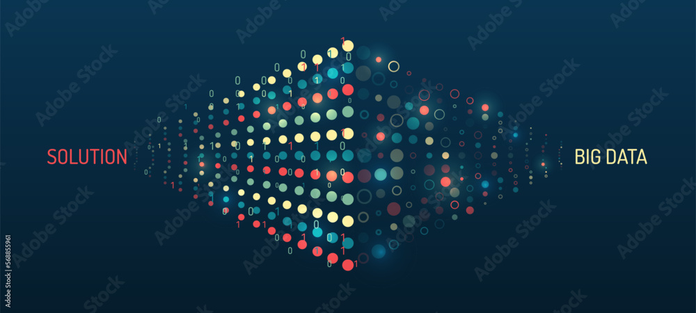 Poster Sorting a large amount of data on a dark background. Structuring the flow of information. Data analytics concept. Futuristic file organized.