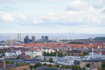 Fototapeta na wymiar Copenhagen view over Amagerbro and Amager East towards Øresund
