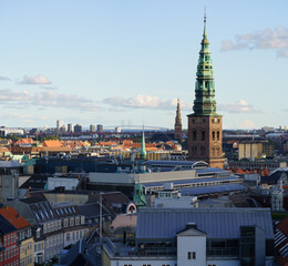 View over the centre of Copenhagen towards the Øresund Bridge