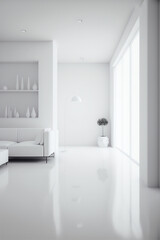Generative ai white minimalist living room interior design