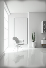Generative ai white minimalist living room interior design