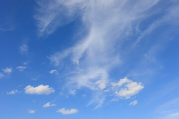 Blue sky with white clouds on a summer day