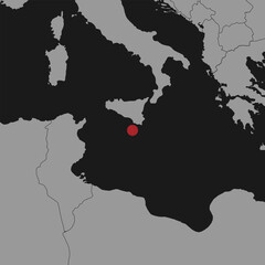 Pin map with Malta flag on world map. Vector illustration.