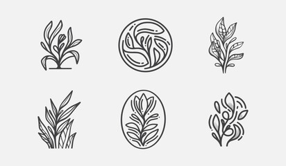 Leaf Flower Tree monoline. Universal creative premium symbol. Vector sign icon logo template. Vector illustration